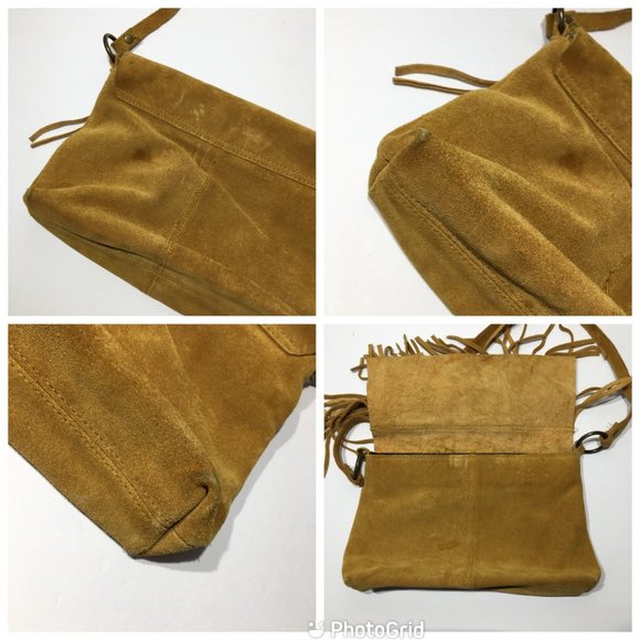 Boho Fringe Leather Purse, Suede Leather Bag with Fringe, Hippie Bag - Picture 3 of 12